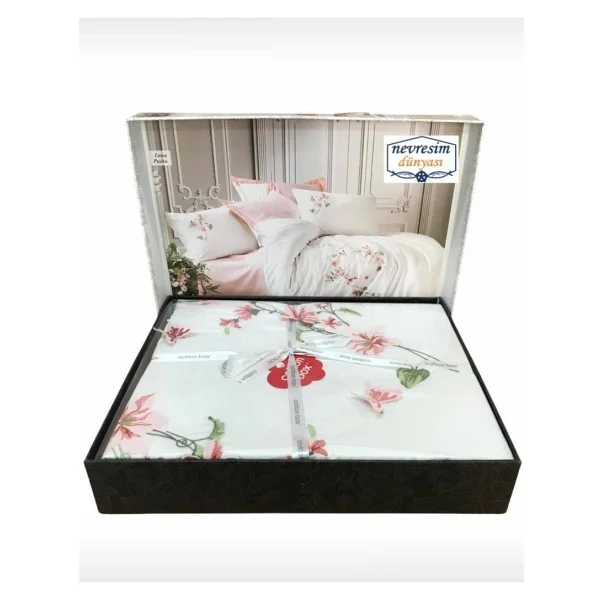 Cotton Box Luna 3d Nakışlı Saten Pudra Çift Kişilik Nevresim Takımı - Görsel 7