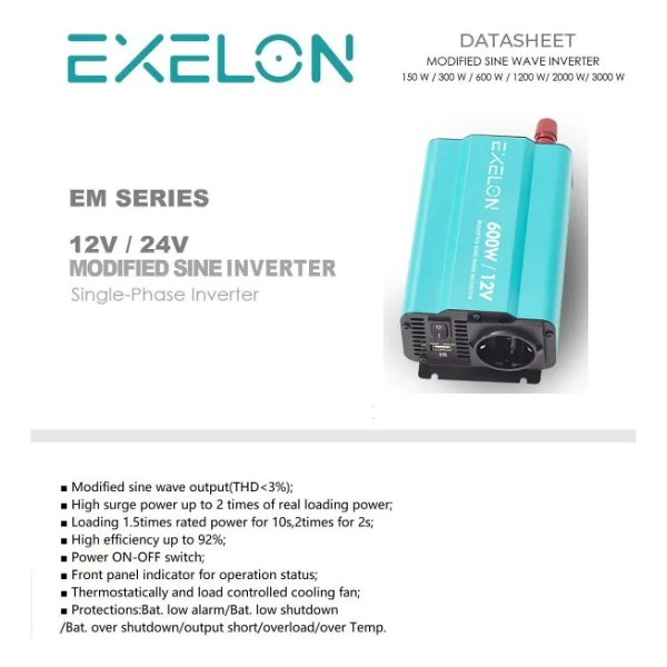 Exelon Modifiye Sinüs 600w 12v İnvertör - Görsel 2