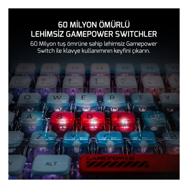 Gamepower Sense RGB Tkl Red Switch Kablolu/Kablosuz Mekanik Oyuncu Klavyesi - Görsel 3
