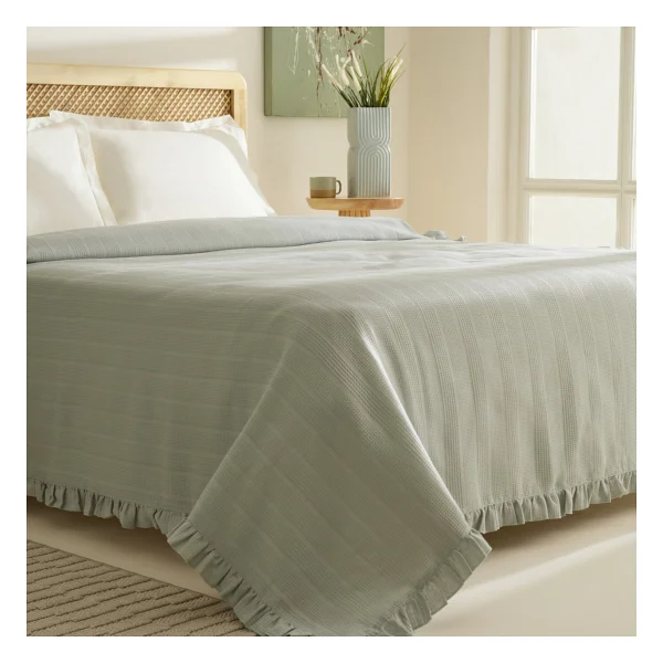 Karaca Home Maye Mint Fırfırlı Çift Kişilik Pike - Görsel 2