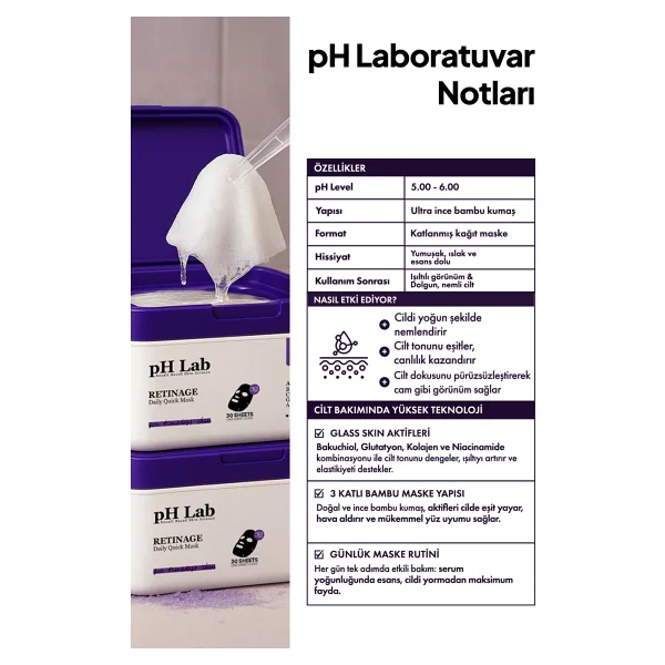 Ph Lab Retinage Daily Quick Günlük 30'lu Yüz Maskesi - Görsel 2