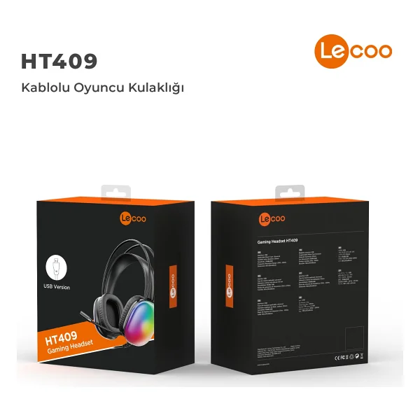 Lenovo Lecoo Ht409 Siyah RGB USB Kablolu Kulak Üstü Oyuncu Kulaklığı - Görsel 8