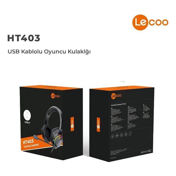 Lenovo Lecoo Ht403 RGB USB Kablolu Kulak Üstü Oyuncu Kulaklığı - Görsel 5