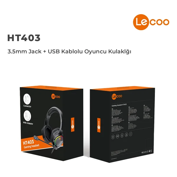 Lenovo Lecoo Ht403 RGB 3.5mm/USB Kablolu Kulak Üstü Oyuncu Kulaklığı - Görsel 6