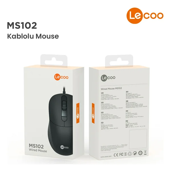 Lenovo Lecoo Ms102 Ergonomik Optik Kablolu Mouse - Görsel 8
