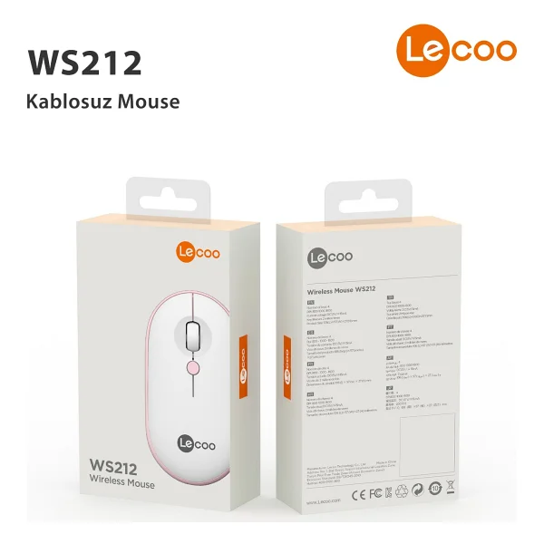 Lenovo Lecoo Ws212 Beyaz-Pembe Optik Kablosuz Mouse - Görsel 8