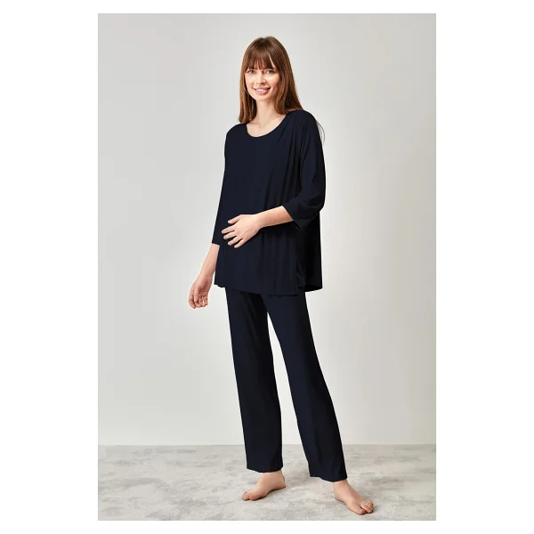 Catherine's Yumuşak Dokulu Hamile Pijama Takımı - Vizon - Görsel 4
