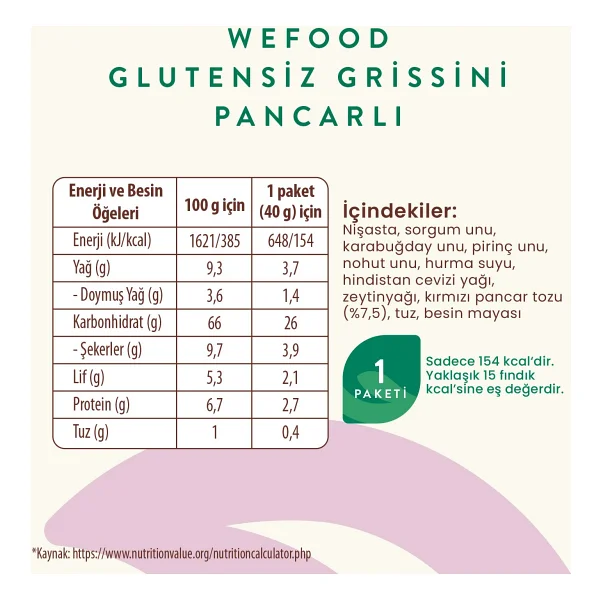 Wefood Glutensiz Grissini Pancarlı 40 G 5'li - Görsel 2