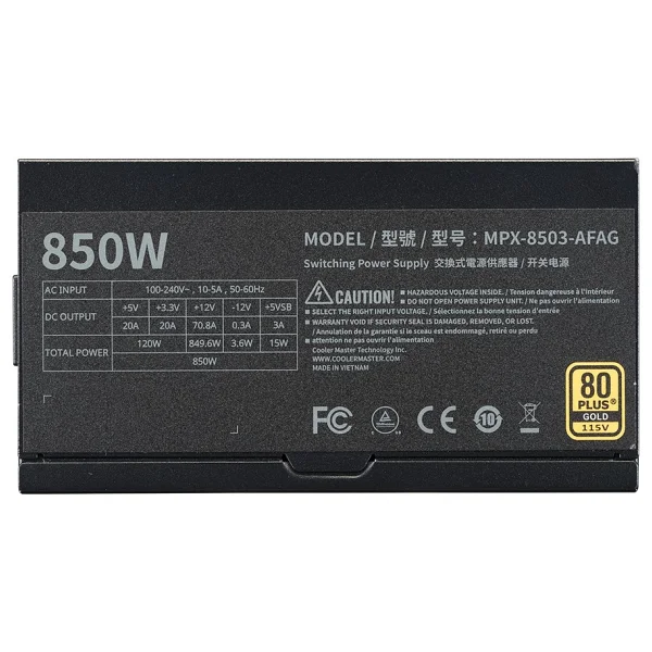 Cooler Master Mwe V3 Mpx-8503-Afag-2ebeu Gen5 850 W Power Supply - Görsel 4