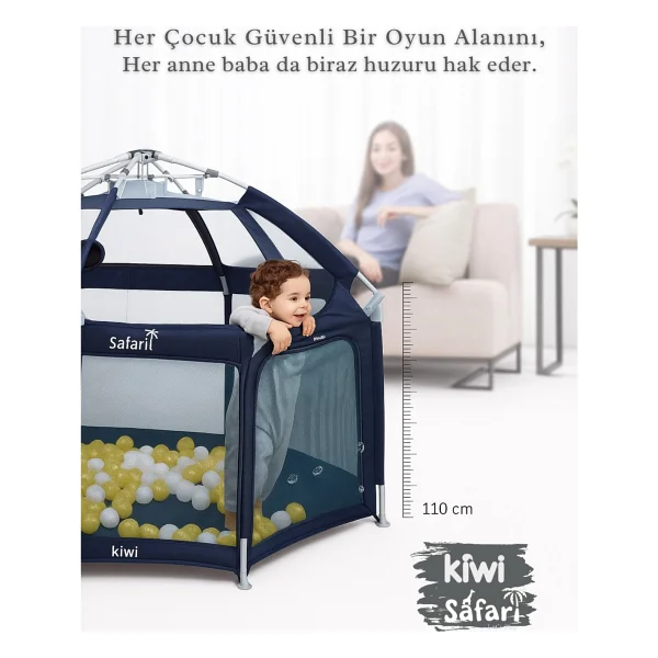 Safari Çocuk-Bebek Oyun Parkı-Çadırı +50 Uv Korumalı, Kolay Kurulum, Alüminyum Sağlam Gövde, Tse-Ce - Siyah - Görsel 2