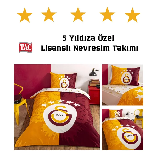 Taç Galatasaray 5 Yıldız Lisanslı Tek Kişilik Nevresim Takımı - Görsel 2