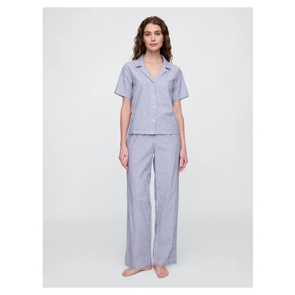 Gap Kadın Mavi Gapbody Poplin Kısa Kollu Pijama Üstü - Görsel 4