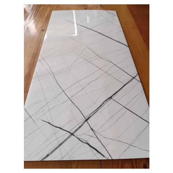 30x60 Cm Mermer Desenli Yapışkanlı Seramik Desen Mutfak-Banyo-Wc Pvc Duvar Kaplama Paneli - Lacivert - Beyaz - Görsel 6