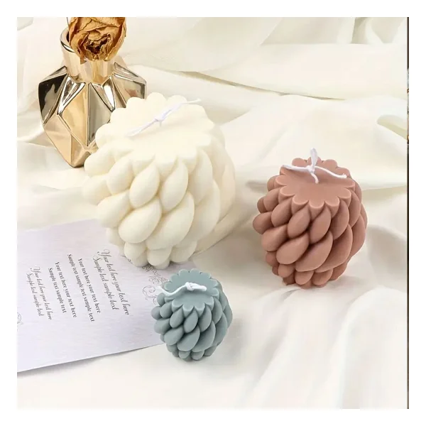 Silikon Mum Yağmur Damlası Şekilli Büyük Boy 3d Geometrik Kavisli Sütun Sabun Kalıbı - Standart - Görsel 6