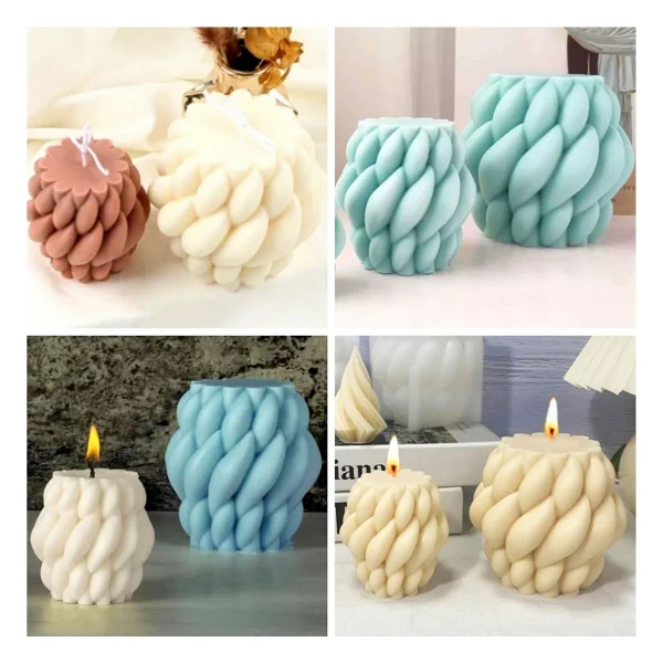 Silikon Mum Yağmur Damlası Şekilli Büyük Boy 3d Geometrik Kavisli Sütun Sabun Kalıbı - Standart - Görsel 2