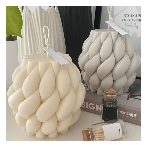 Silikon Mum Yağmur Damlası Şekilli Büyük Boy 3d Geometrik Kavisli Sütun Sabun Kalıbı - Standart - Görsel 4