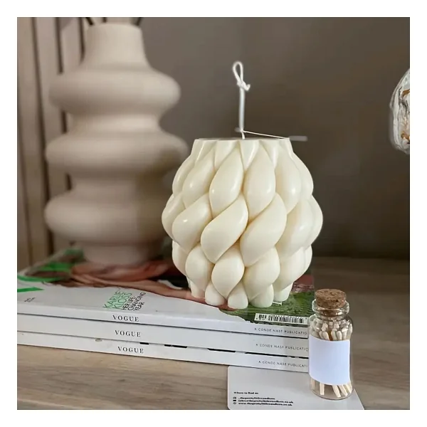 Silikon Mum Yağmur Damlası Şekilli Büyük Boy 3d Geometrik Kavisli Sütun Sabun Kalıbı - Standart - Görsel 5