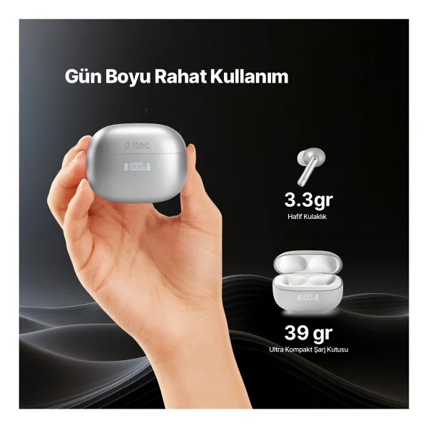 Ttec Airbeat Pro Lcd 2km159 ANC TWS Kulak İçi Bluetooth Kulaklık - Görsel 6