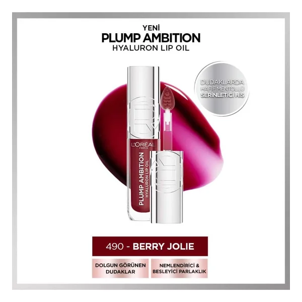 L'oreal Paris Plump Ambition Hyaluron Nemlendirici 490 Berry Jolie Dudak Parlatıcısı - Görsel 2
