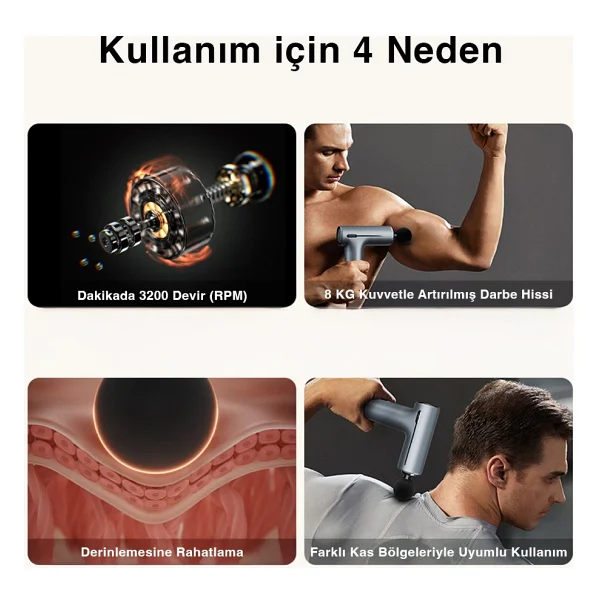 Skg F1 Pro 4 Başlıklı Masaj Tabancası - Görsel 3