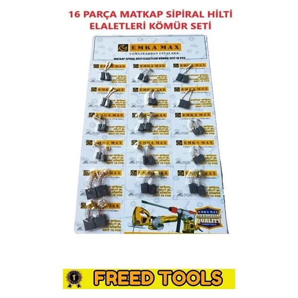 Matkap Sipiral Hilti El Aletleri Kömür Seti 16 Parça Matkap Kömürü Set Tamir Tadilat - Görsel 2