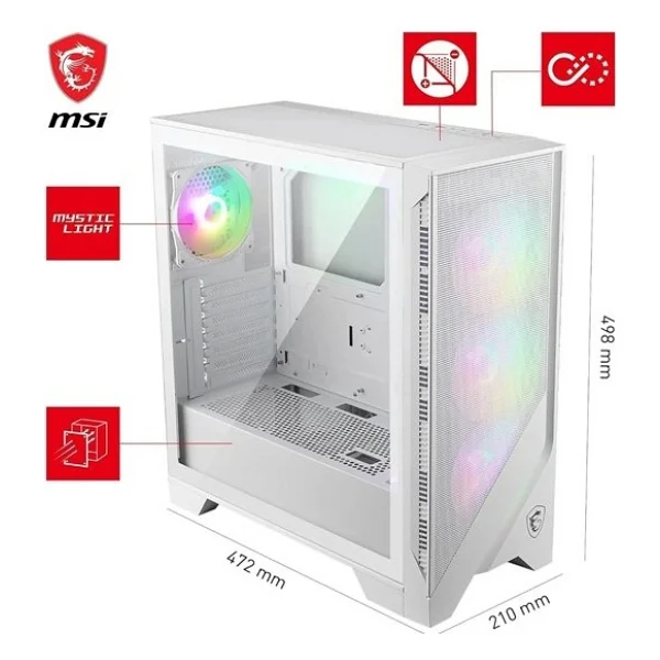 Msı Mag Forge 320r Airflow Argb Fanlı Beyaz Atx Oyuncu Kasası - Görsel 6