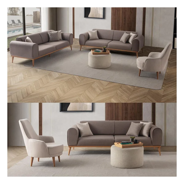 Edsy Home Rebull 3+3+1 Koltuk Takımı Kahverengi - Görsel 8