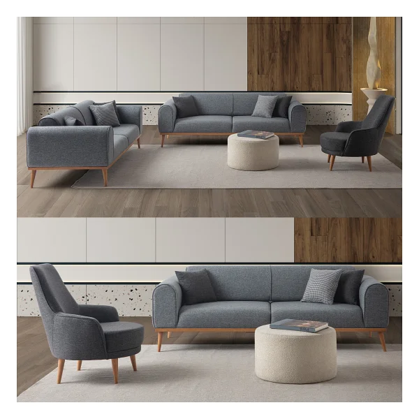 Edsy Home Rebull 3+3+1 Koltuk Takımı Kahverengi - Görsel 9