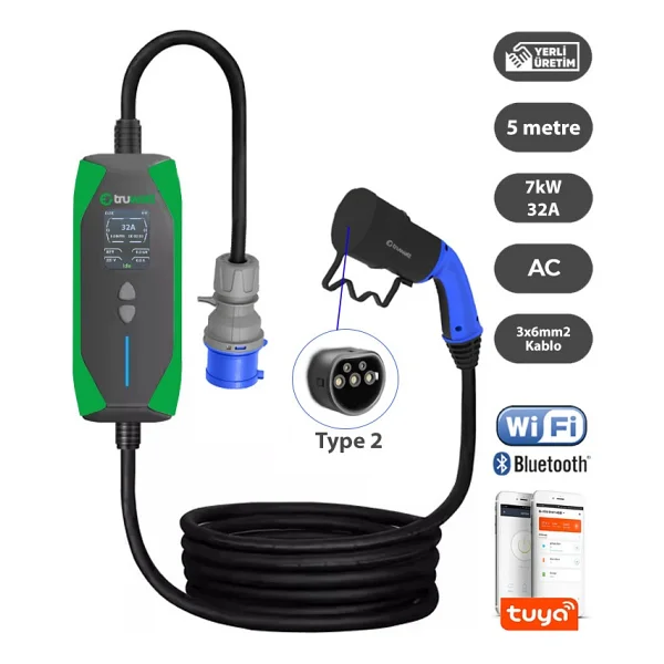 Truwatt Zt305 7 Kw 5 M Taşınabilir Elektrikli Araç Şarj İstasyonu - Görsel 6