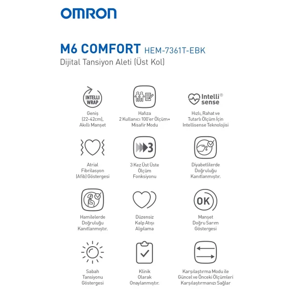 Omron M6 Comfort Afib Hem-7380-E Koldan Dijital Tansiyon Aleti - Görsel 6