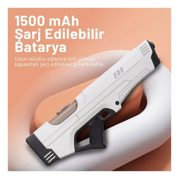Şarjlı Su Tabancası Otomatik Dolum T-09 - Beyaz - Görsel 3