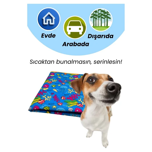 Havhav Serinletici Köpek Minderi 70x50 Cm - 2 Jel Dahil Su Geçirmez Ve Katlanabilir Kumaş - Mavi - 70 X 50 Cm - Görsel 6