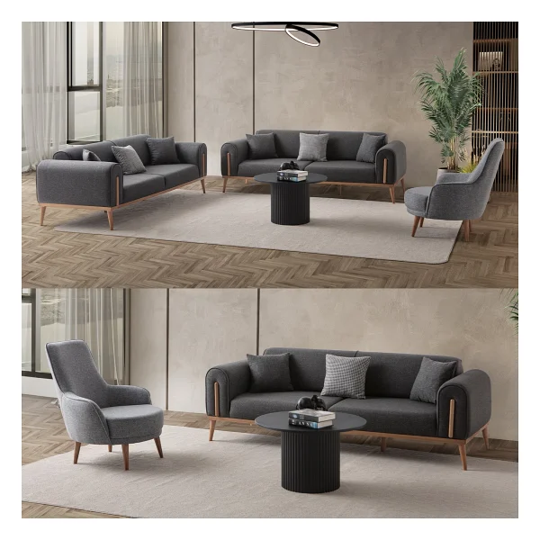 Edsy Home Riva 3+3+1 Koltuk Takımı Antrasit - Görsel 9