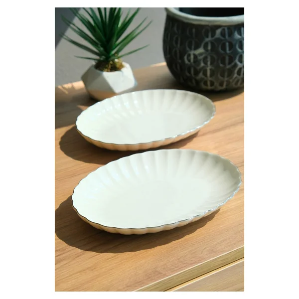 Kütahya Porselen Bone Luz Platin File Kayık Tabak 24x17cm Bnlzf24ky220 2 Li - 24 X 17 Cm - Görsel 4