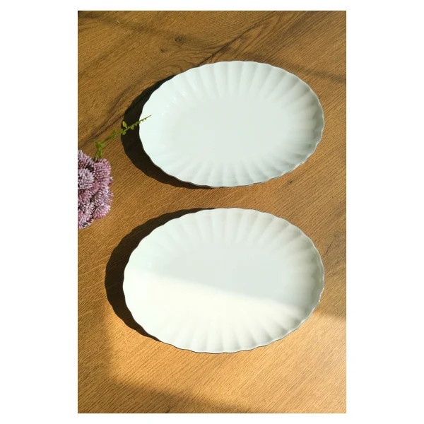 Kütahya Porselen Bone Luz Platin File Kayık Tabak 24x17cm Bnlzf24ky220 2 Li - 24 X 17 Cm - Görsel 2