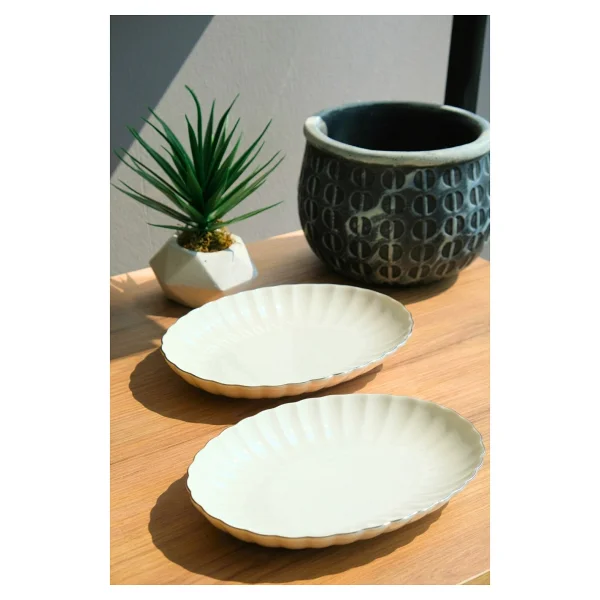 Kütahya Porselen Bone Luz Platin File Kayık Tabak 24x17cm Bnlzf24ky220 2 Li - 24 X 17 Cm - Görsel 3