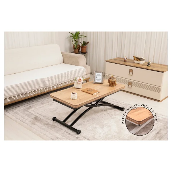 Sehpam Akıllı Sehpa Mini Juppo Üst Tabla Mdf Oval Köşe Alt Ayak Siyah Dışa Kıvrım - Görsel 6