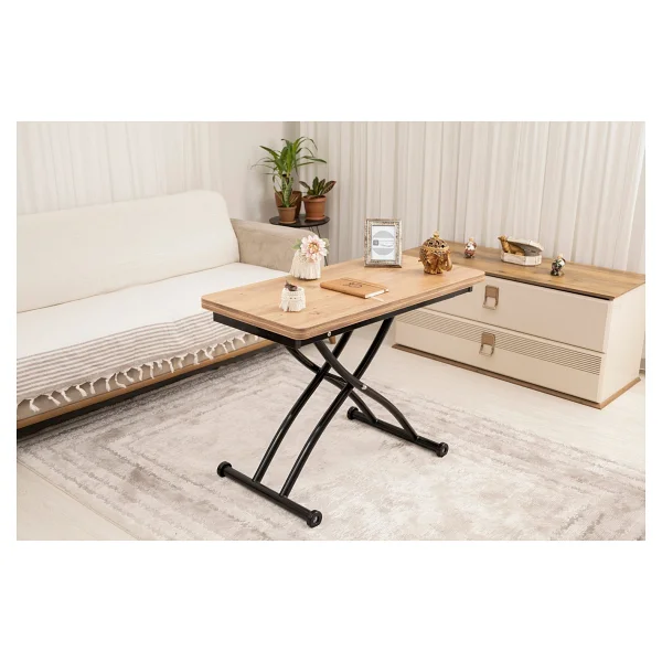 Sehpam Akıllı Sehpa Mini Juppo Üst Tabla Mdf Oval Köşe Alt Ayak Siyah Dışa Kıvrım - Görsel 5