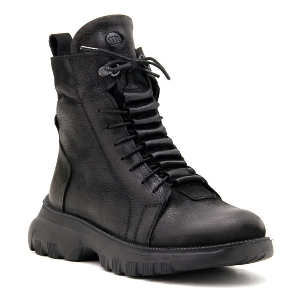 Mammamia D22KB-4395 Hakiki Deri Kadın Bot - Siyah Nubuk - Görsel 6