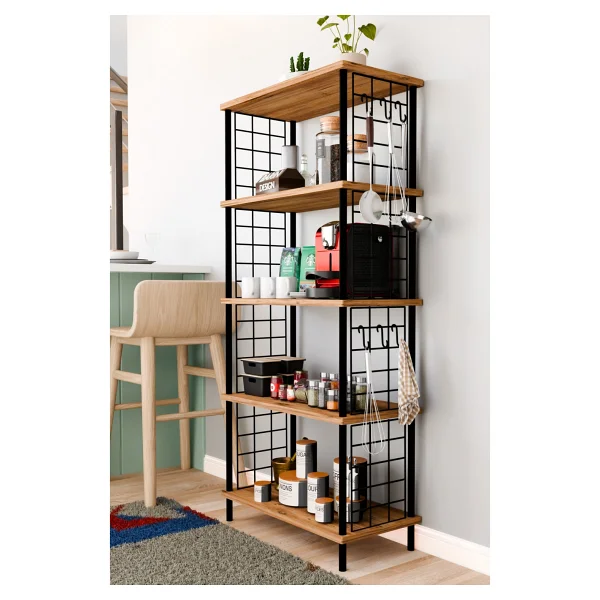 Aeka AE-3020 Irmak Atlantik Çam/antrasit 4 Kapaklı Çok Amaçlı Dolap 3 Çekmeceli Raflı Mutfak Kiler Banyo 195X63X35 Çok Amaçlı Dolap - Atlantik Çam - Antrasit - Görsel 6
