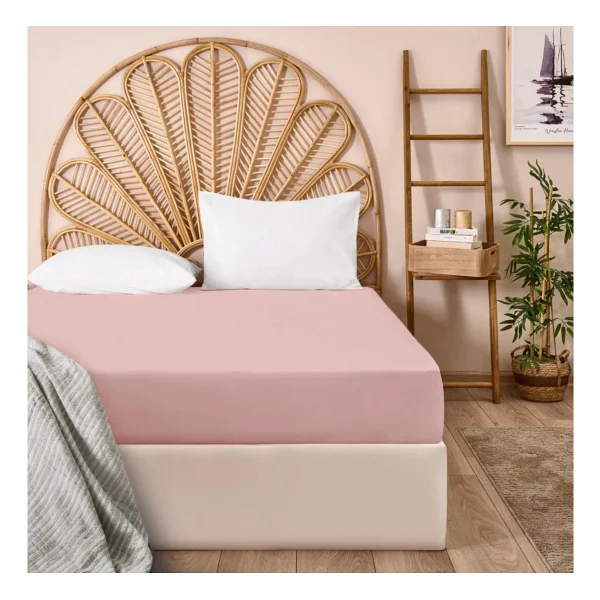 Evidea Soft Basic Gül Kurusu 160x200 Cm Çift Kişilik Lastikli Çarşaf - Görsel 3