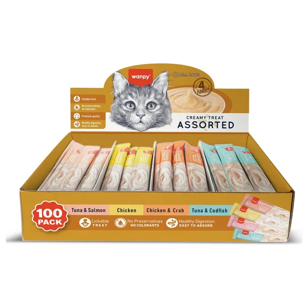 Wanpy Karışık 4 Lezzetli 100x14 Gr Krema Kedi Ödül Maması - Görsel 5