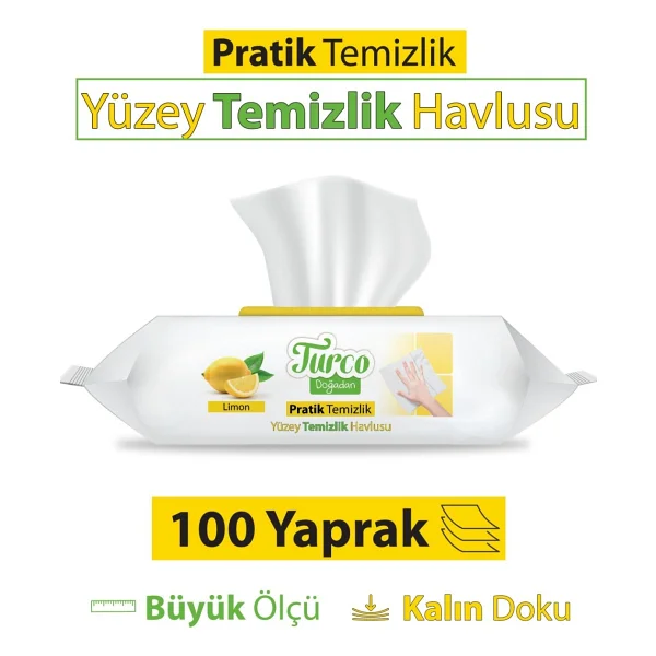 Turco Doğadan Limon Yüzey Temizlik Havlusu 100 Yaprak - Görsel 9
