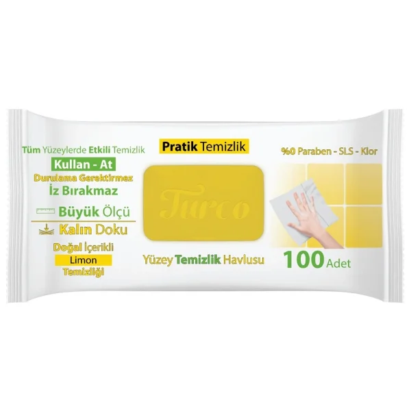 Turco Doğadan Limon Yüzey Temizlik Havlusu 100 Yaprak - Görsel 3
