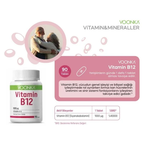 Voonka Vitamin B12 90 Tablet 3 Adet - Görsel 2