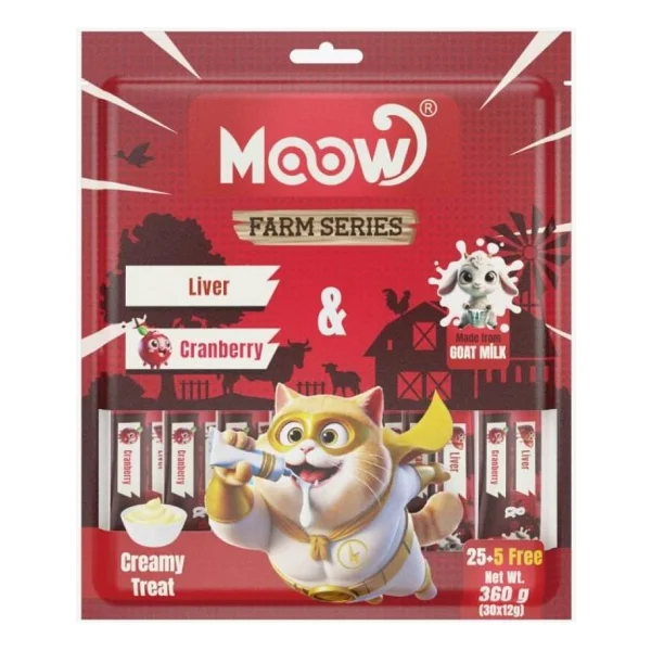 Moow Ciğerli Kızılcıklı Keçi Sütlü Krema 30x12 gr Yetişkin Kedi Ödül Maması - Görsel 3
