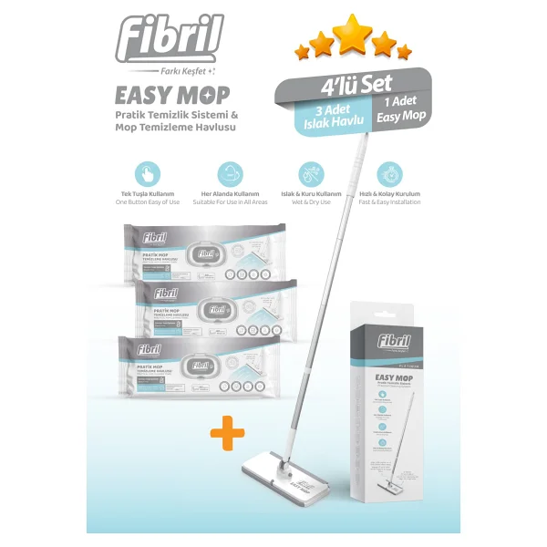 Fibril Easy Mop Pratik Temizlik Sistemi + 3 Paket Temizleme Havlusu 120 Yaprak - Görsel 10
