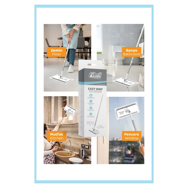 Fibril Easy Mop Pratik Temizlik Sistemi + 3 Paket Temizleme Havlusu 120 Yaprak - Görsel 7
