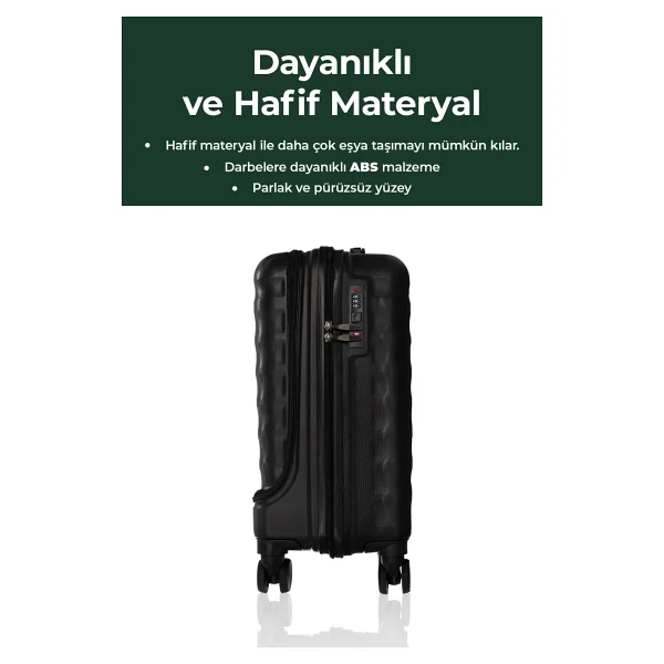 Cotpoly Vega Laptop Bölmeli Kabin Boy Valiz, Darbeye Dayanıklı Abs Bavul (Antrasit Kabin) - Görsel 3