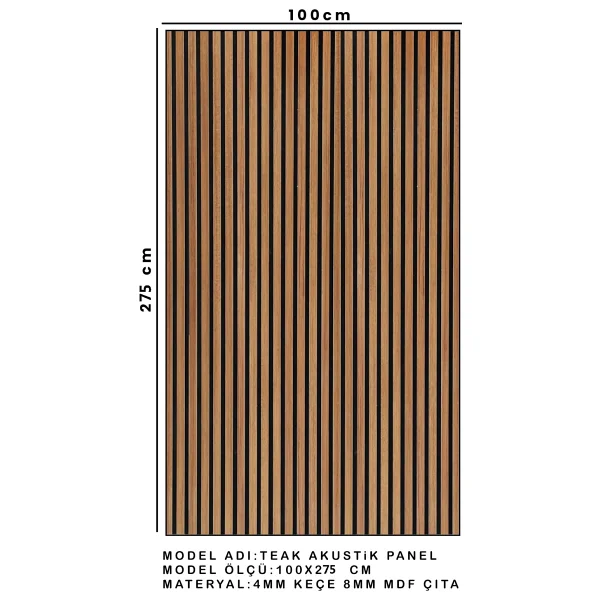Mdf Ahşap Akustik Duvar Paneli - 100 X 275 Cm - Safir Meşe - Görsel 5